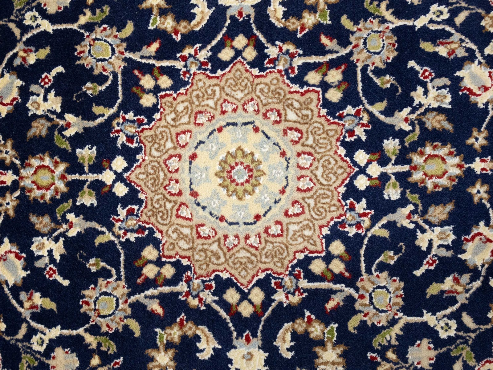 2’7X4’2 ft Handmade Dark Navy Indo-Nain Oriental Rug Floral Design Wool Carpet