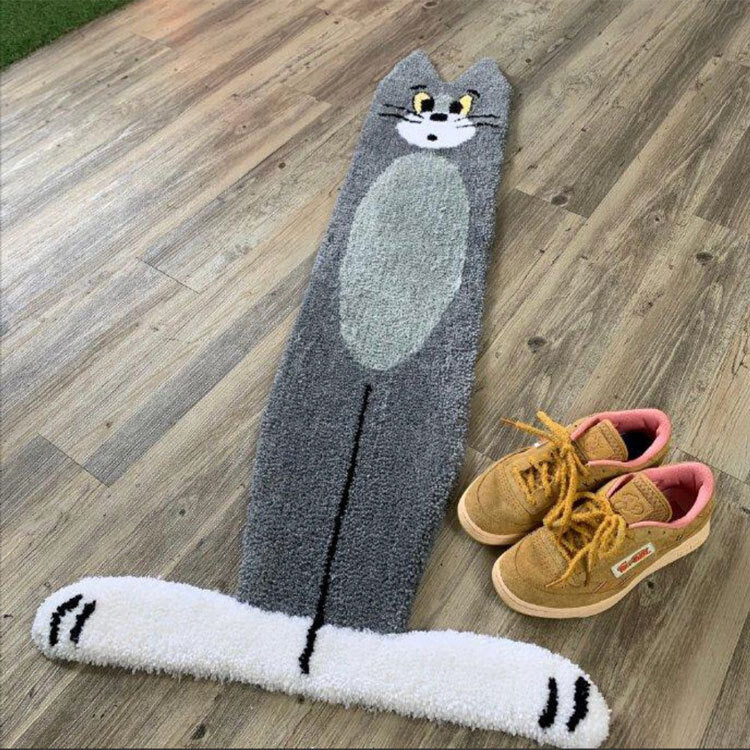 Cartoon Cat Rug for Stairs Flat Rug Cat Carpet Room Water Absorption NonSlip