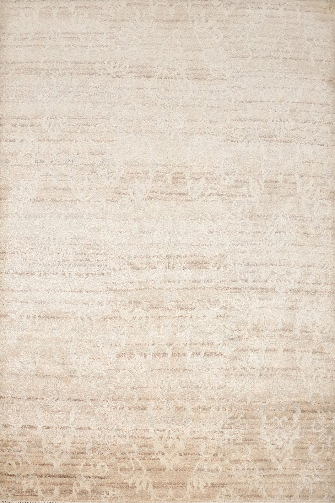Damask Nepalese Rug 6×8 Hand-knotted Wool/ Silk with Subtle Texture Details