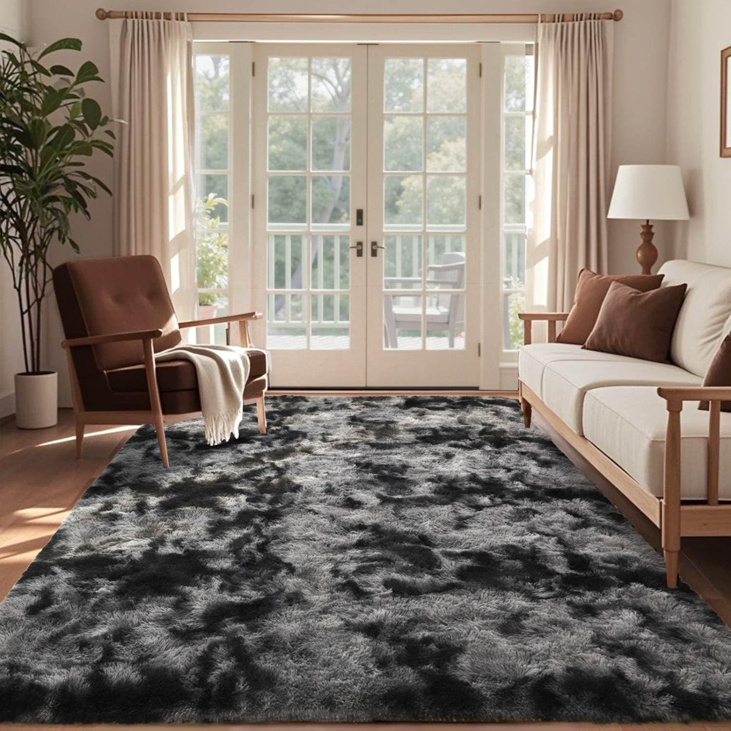 6×9 Ft Large Shag Rugs for Living Room Decor, Tie-Dyed Ultra Soft Fluffy Furr…