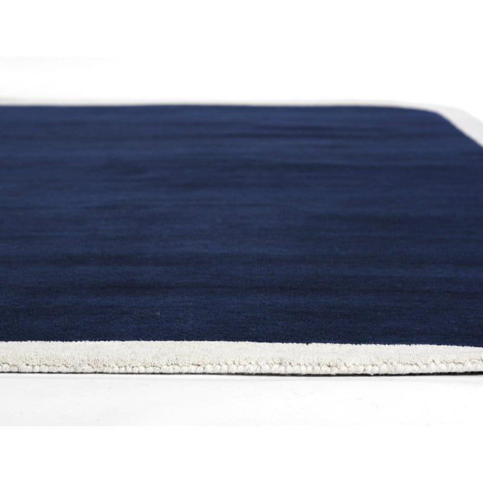 New Modern Bordered Hand-Tufted Navy Blue & White for Living Room and Bedroom