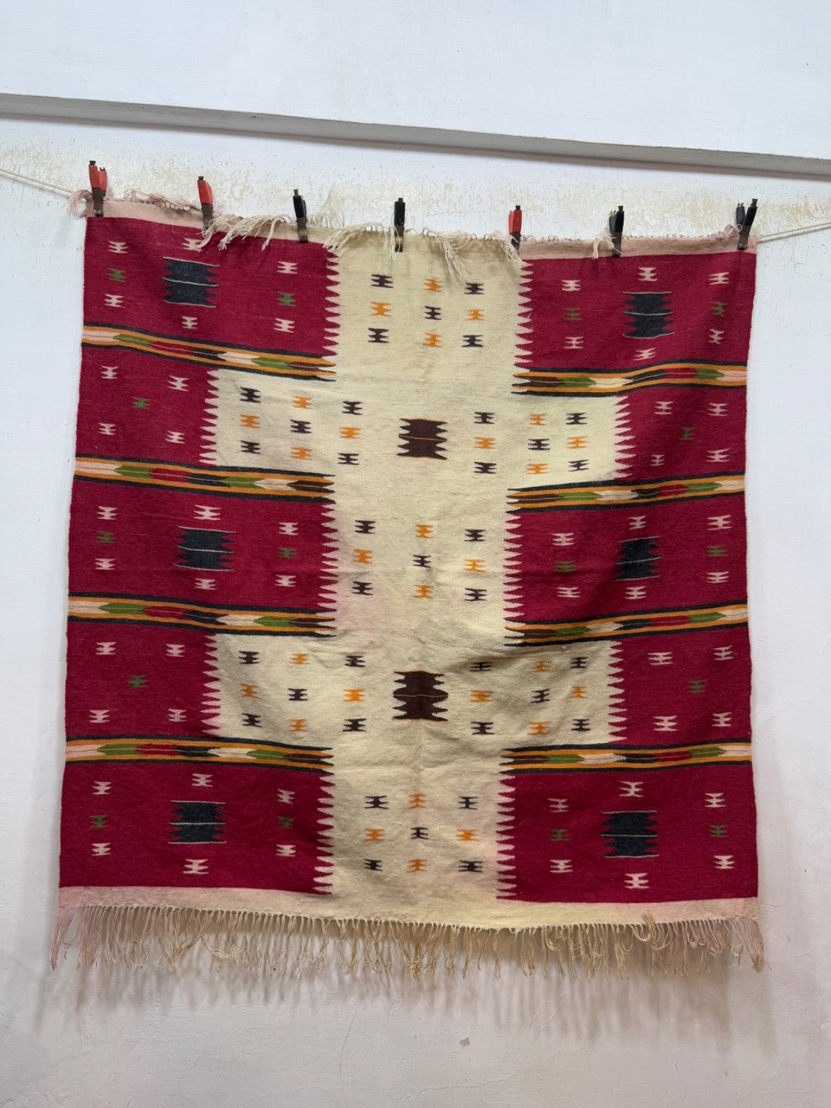 Vintage Beautiful Hand Woven Wool Weaving Kilim Rug 112×112 Cm