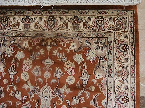 Area Rug Exotic Dark Rust Burnt Orange Wool Silk Hand Knotted Home Carpet (4×6)’