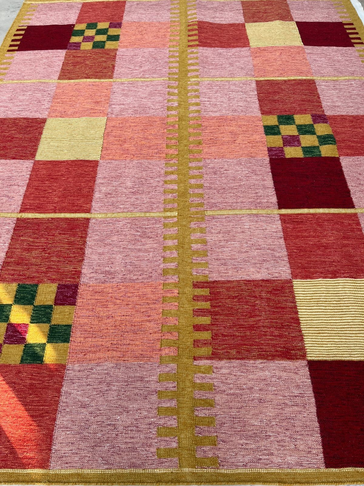 Swedish Flat Weave Rug Vintage Scandinavian Kilim Rug 5×8 Ft Home Décor