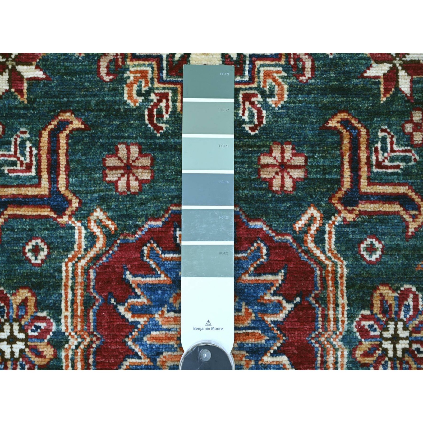 3’1″x5’1″ Green Afghan Super Kazak Medallions Design Hand Knotted Wool Rug 21472