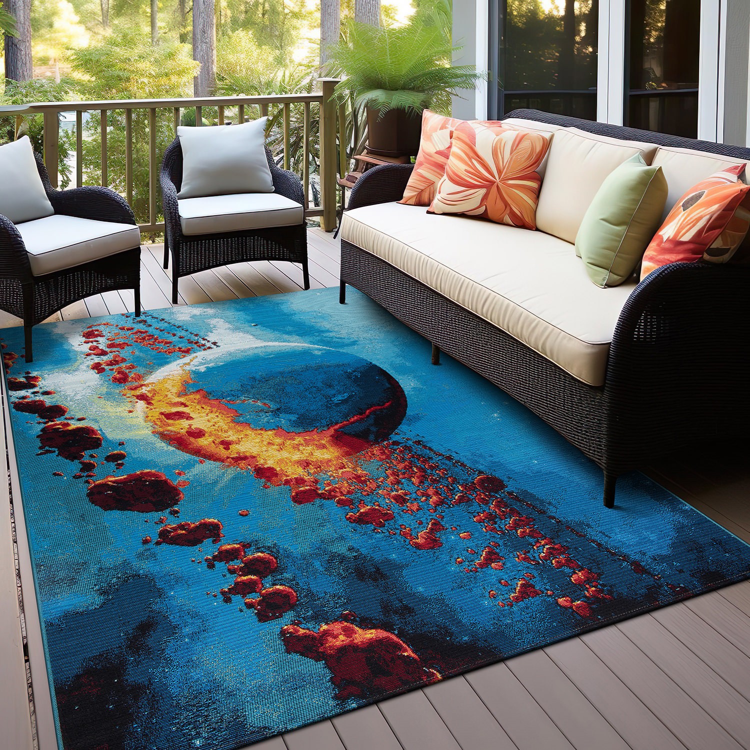 Rugshop Outdoor Rug Wonder Galaxy Indoor Outdoor Area Rugs Patio Carpet 5×7 Rugs