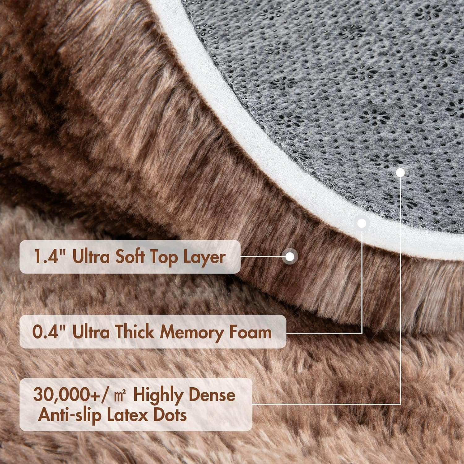 10X14 Ft Extra Large Shag Brown Area Rug for Living Room, Tie-Dyed Ultra Soft Fl