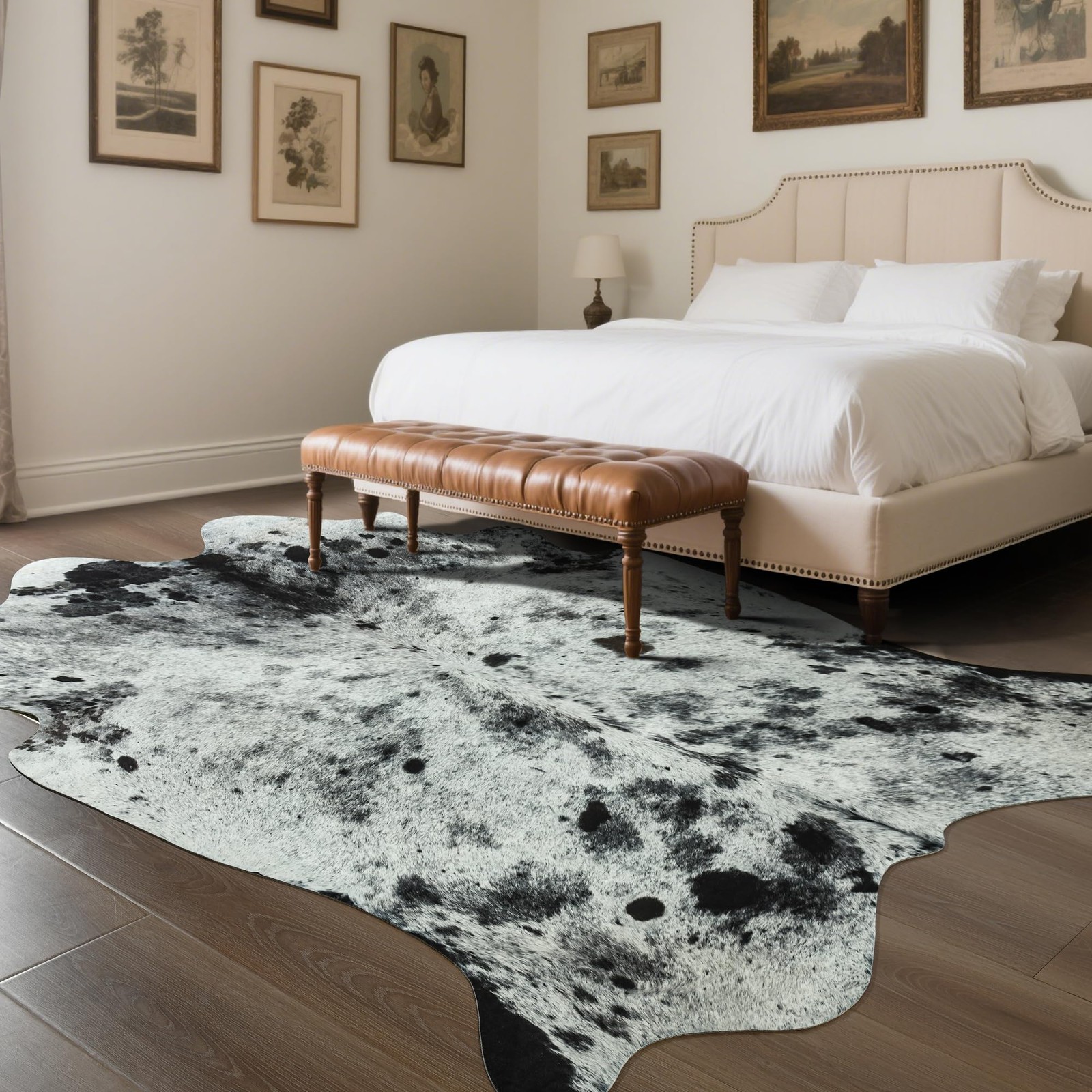 Faux Cowhide Rug, 5.2 x 6.2 ft Fashionable, Grand, Friendly