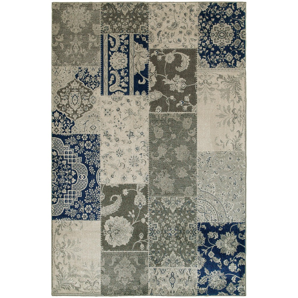 Ivory Panels Crosshatch Vines Patchwork Area Rug 1338B – Aprx 9′ 10″ x 12′ 10″