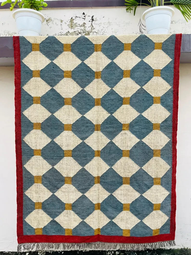 Rug Wool Jute Kilim Area Vintage Aacent Oriental Carpet Living Room Hallway Rugs