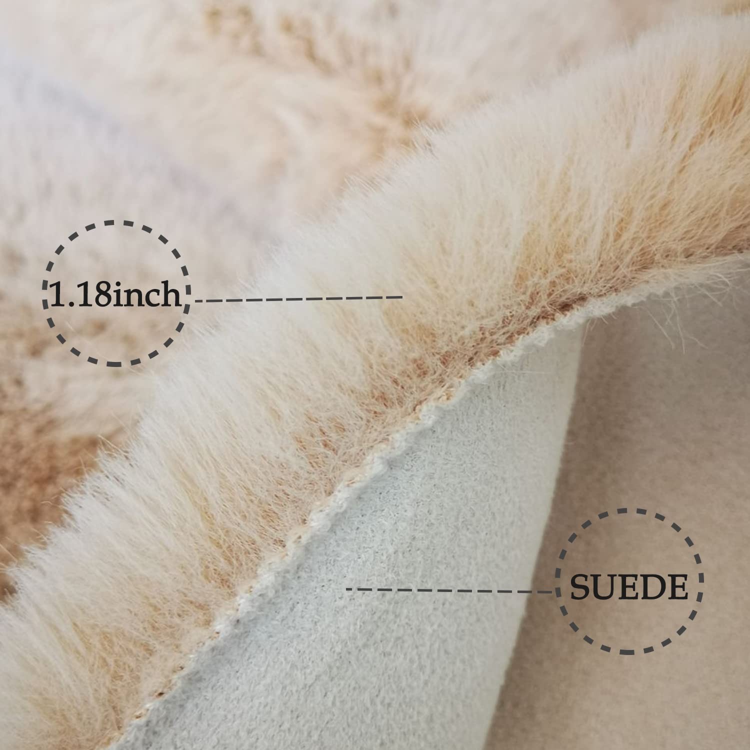Ghouse Faux Sheepskin Fur Rug 2×4 Light Brown Beige Plush Shag Area Rug