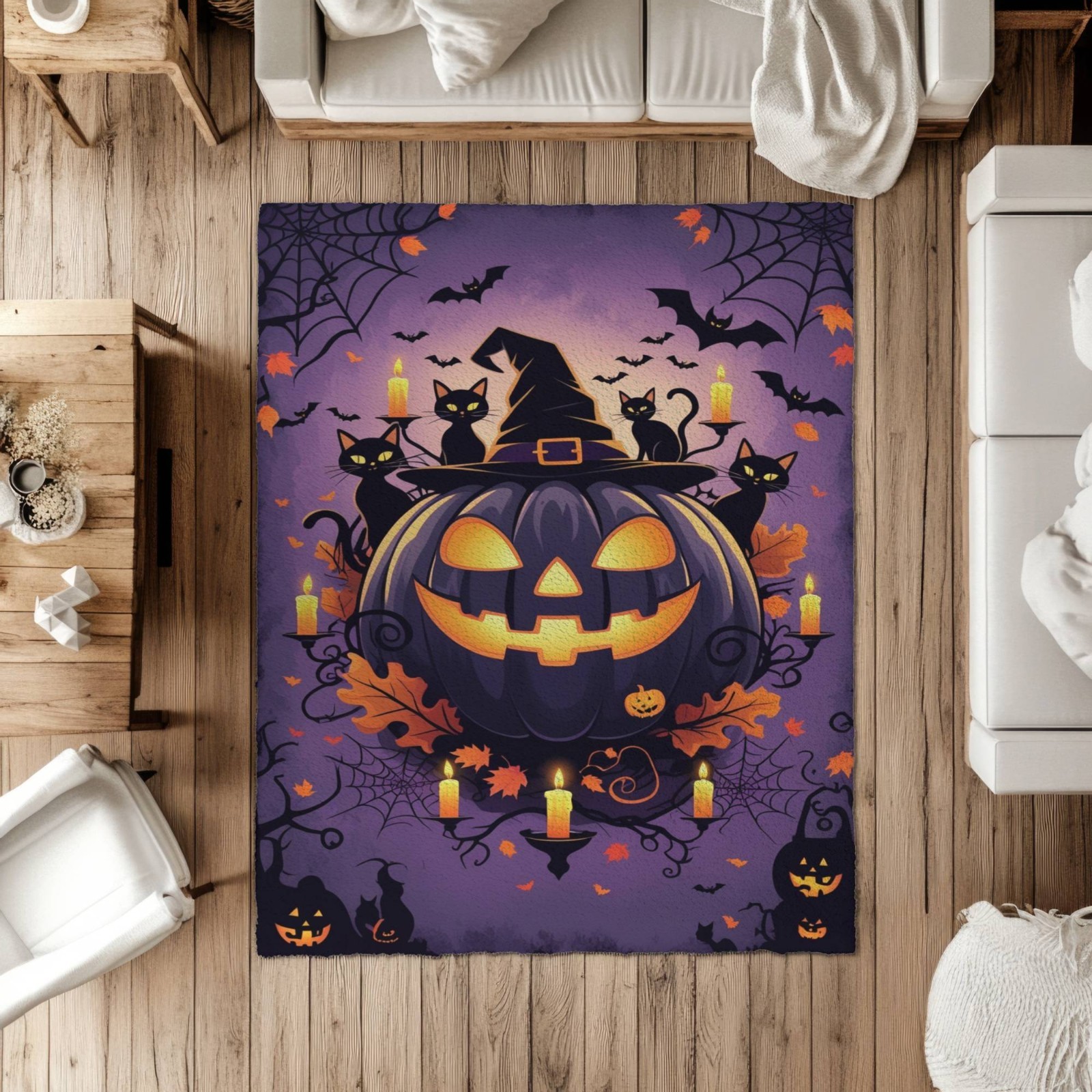 Vintage Halloween Witch Rug: Spooky Haunted House Floor Mat