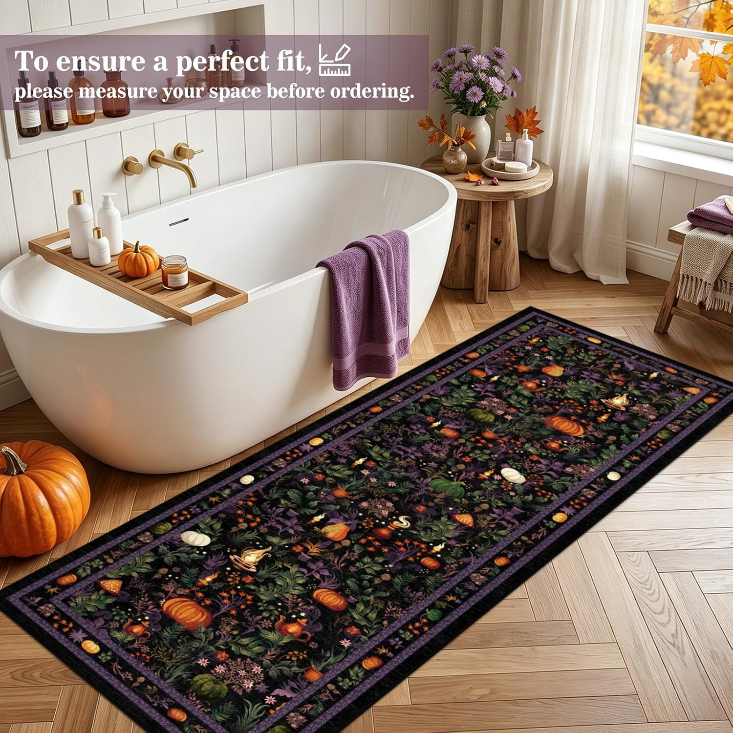 Fantasy Fall Runner Rugs for Hallway 2.6X8Ft Non Slip, Washable Pumpkin Kitchen