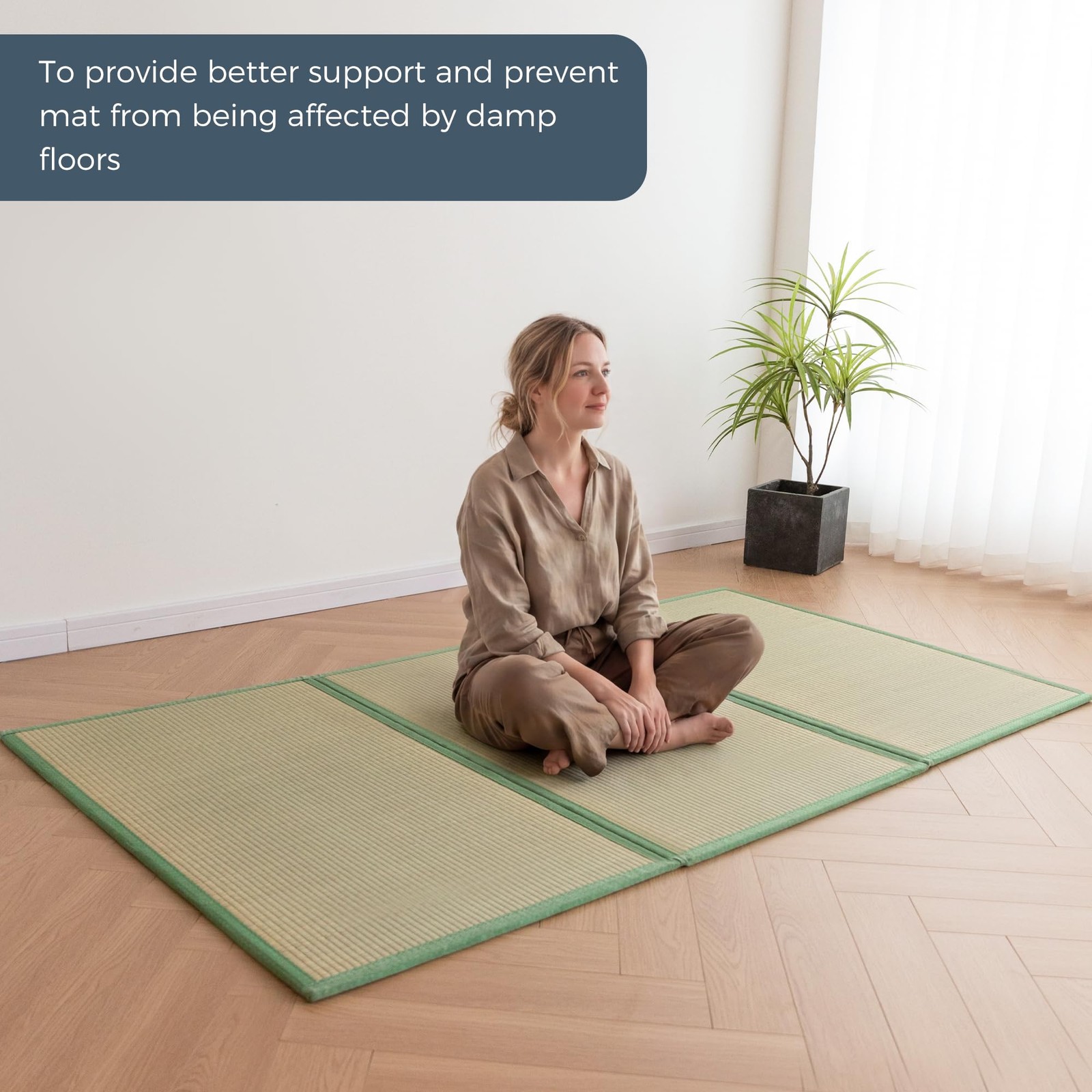 Japanese Tatami Mat, Rush Grass Portable Folding Mat 79″x39″x0.47″
