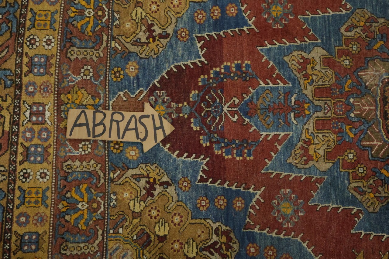 Vintage 4×6 Geometric Traditional Oriental Wool Area Rug in Red, Blue & Yellow