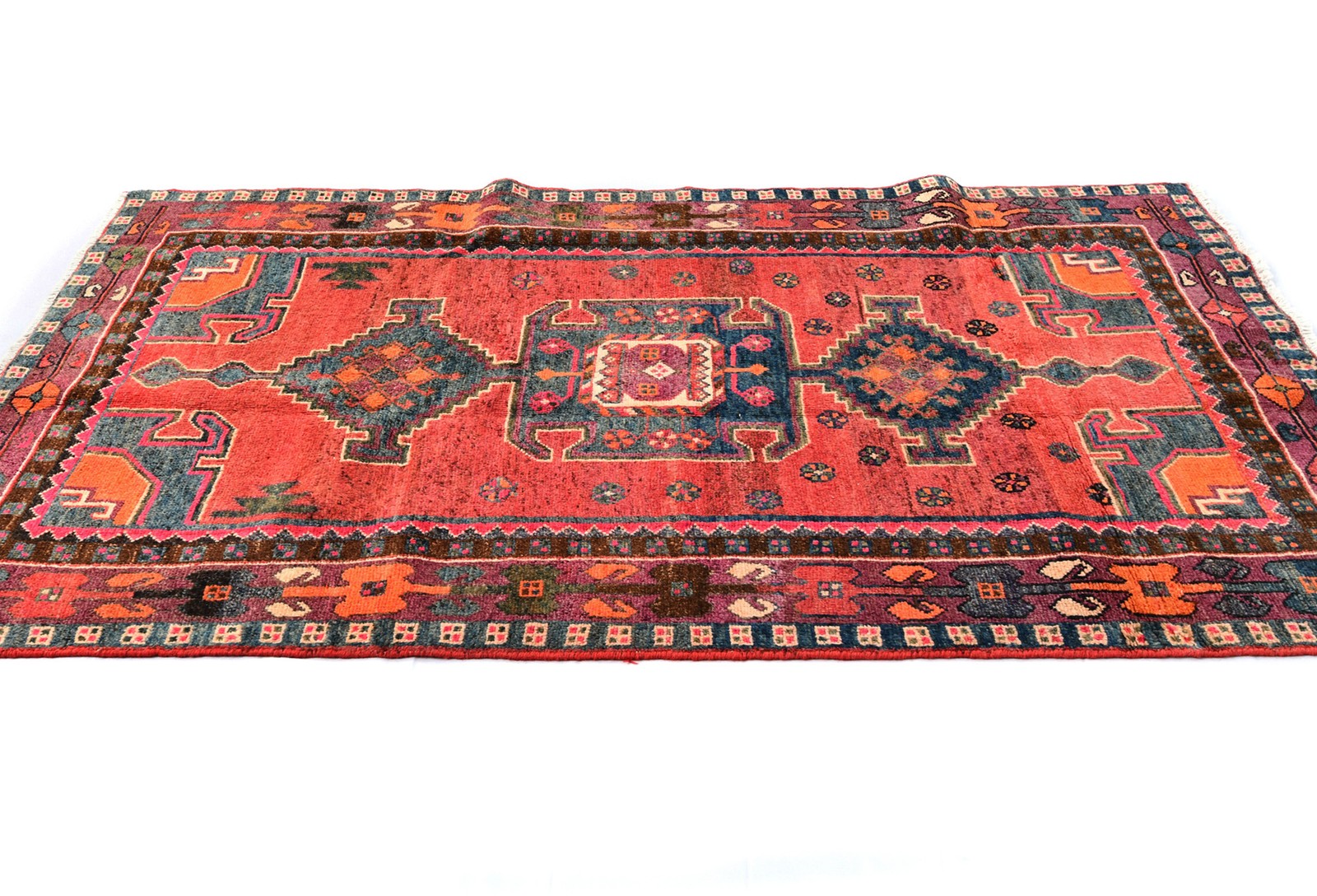 Muted Rose Red Vintage Tribal Oriental Rug Farmhouse Boho Design Carpet 4X7 ft