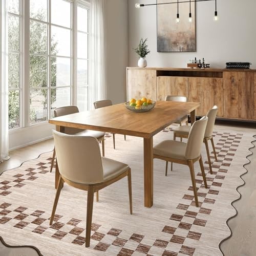 Washable Rug 5×7 for Living Room Large Bedroom Scalloped Rug Non Slip Stain