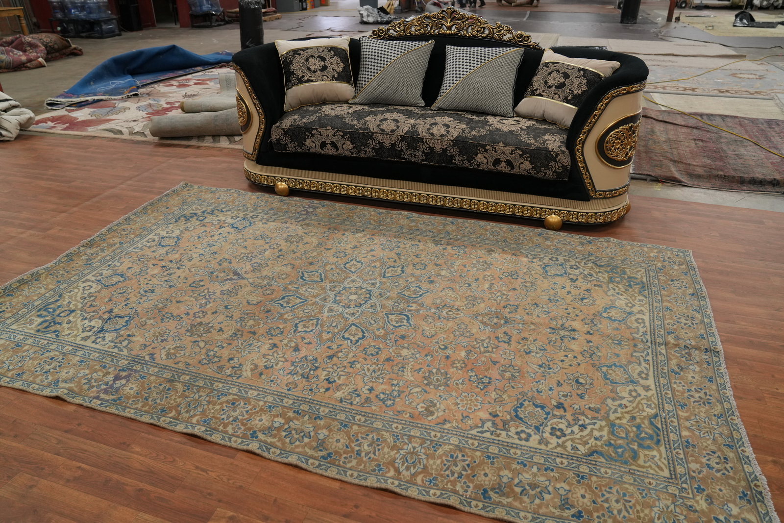 Vintage Muted Rust Distressed Wool Traditional Hand-knotted Area Rug 6×10 Carpet