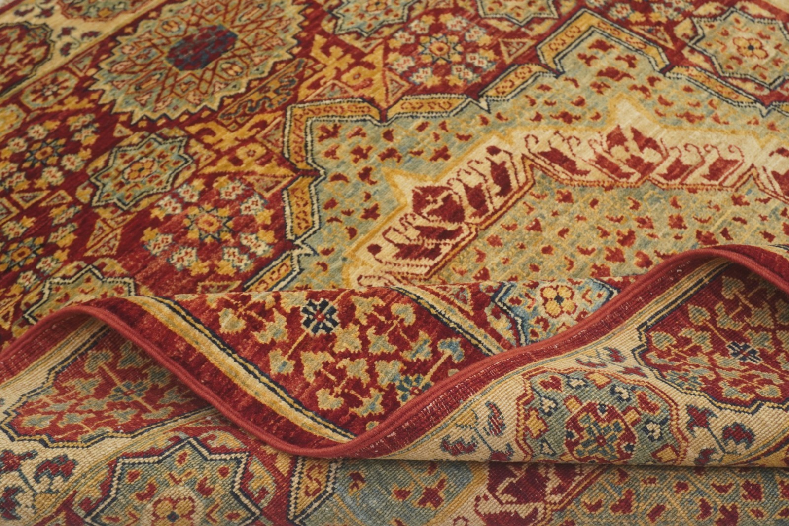 4×5 ft Red Mamluk Afghan Hand Knotted Wool Medallion Area Rug