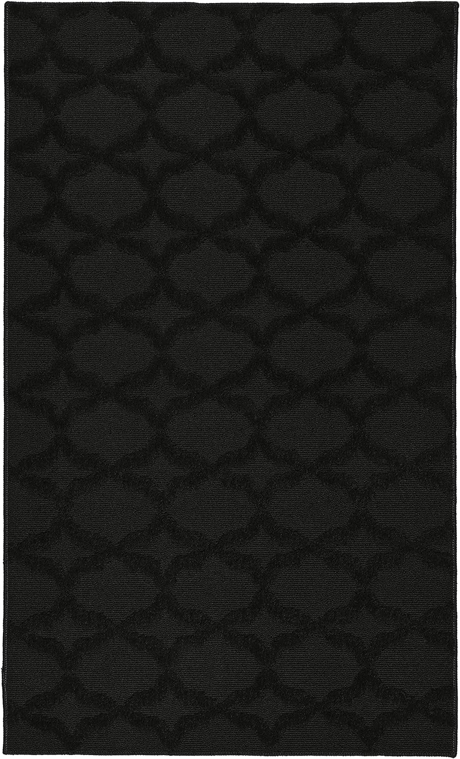 Sparta Non Slip Polypropylene 3 Ft. X 5 Ft. Black Area Rug- Ideal for Living Roo