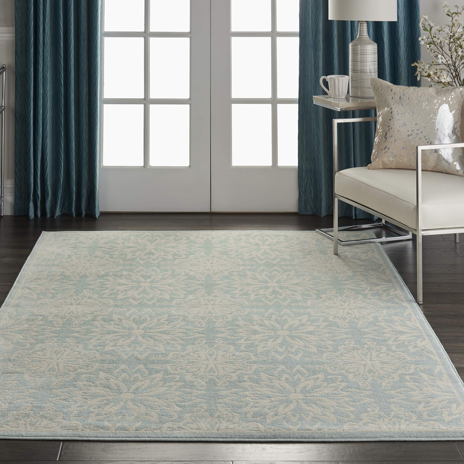 Nourison Home Jubilant Floral Ivory/Green 6′ x 9′ Area–Rug, Easy–Cleaning, …