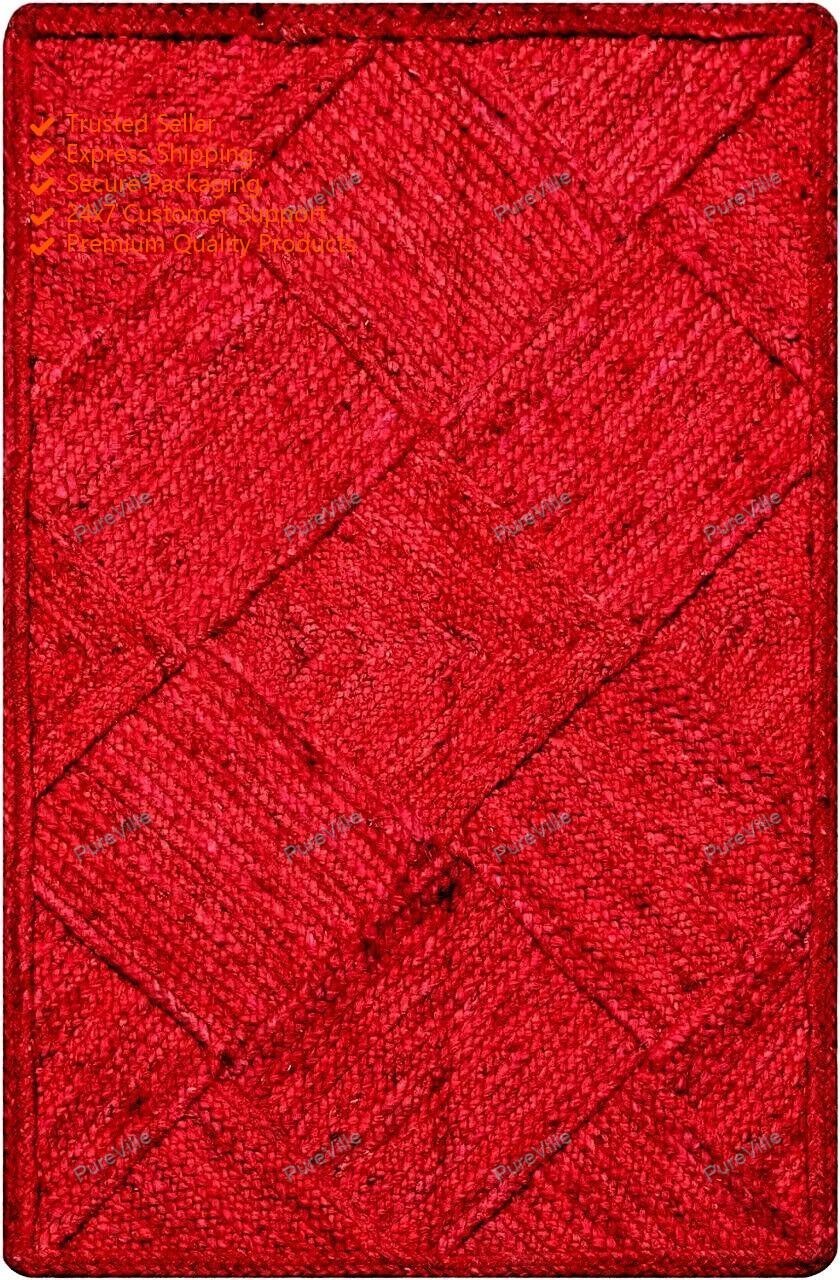 4 x 7 Feet Bohemian Jute Area Rug Handmade Indian Hand Woven Carpet