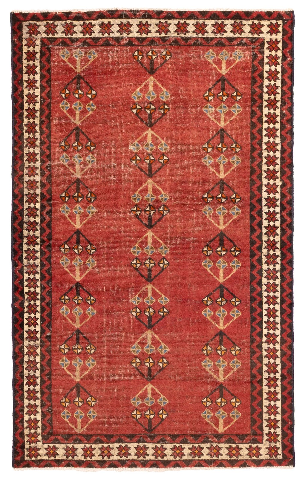 Vintage Hand-Knotted Area Rug 3’11” x 6’6″ Traditional Oriental Wool Carpet