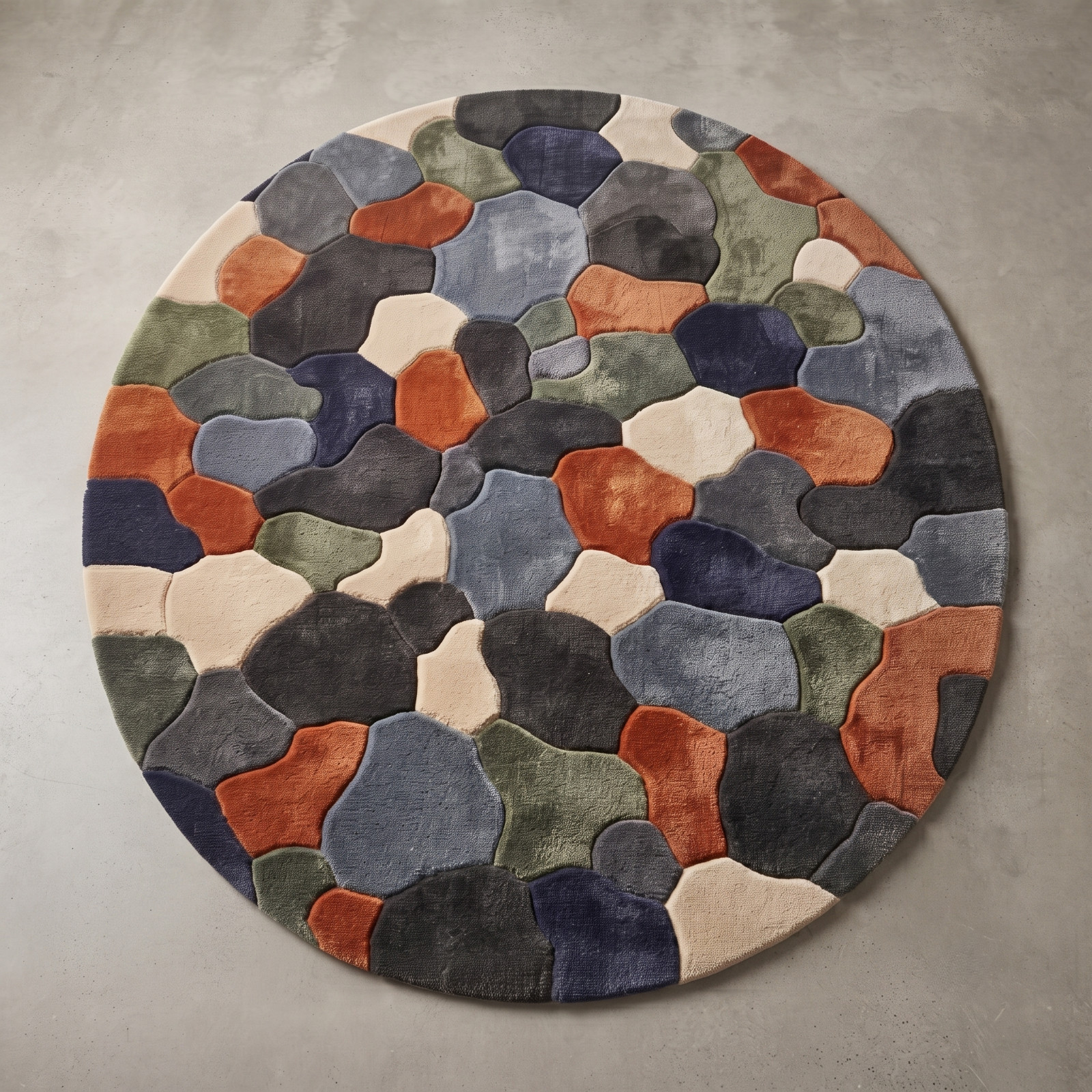 Hand Tufted Abstract Area Rug Modern Geometric Wool Rug Handmade Organic Shape