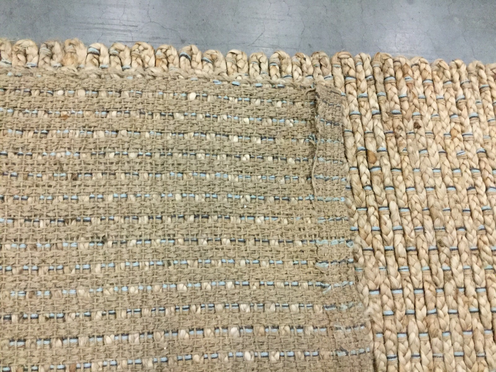 BLUE / NATURAL 2′-6″ X 8′ Pulled Threads Rug,Reduced Price 117263200 NF452A-28