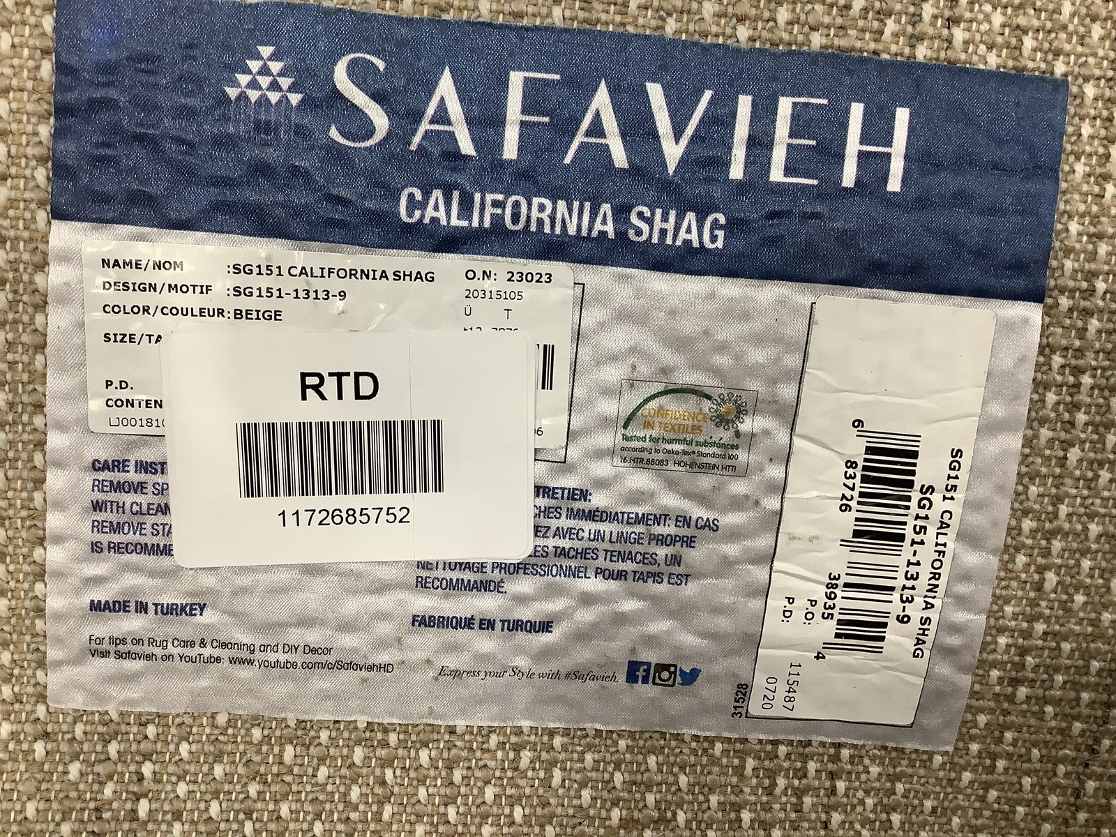 BEIGE 9′-0″ x 12′-0″ Back Stain Rug, Reduced Price 1172685752 SG151-1313-9