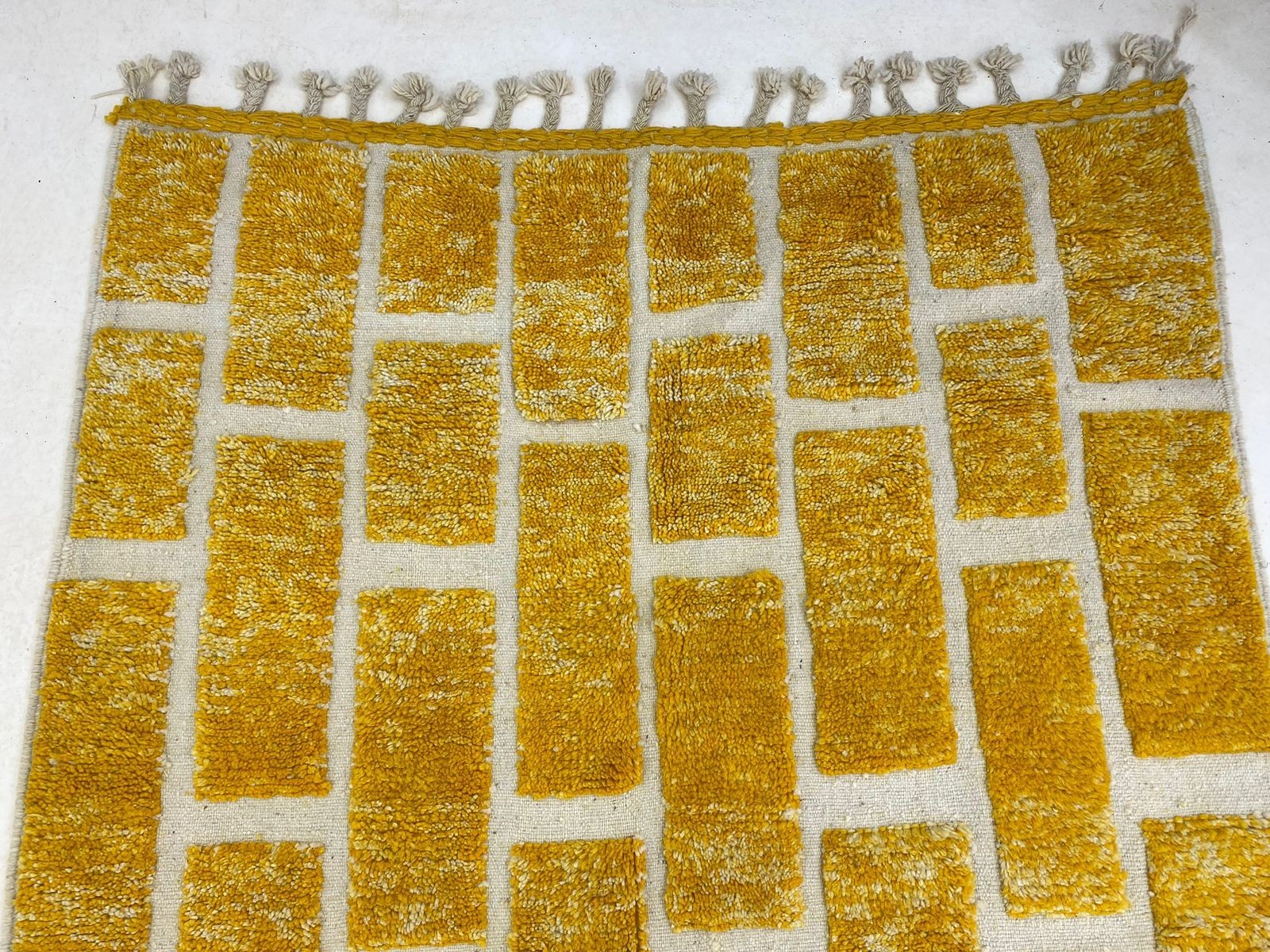 Custom Mustard Boujaad Rug Moroccan Berber Handmade Boho Living Room Carpet