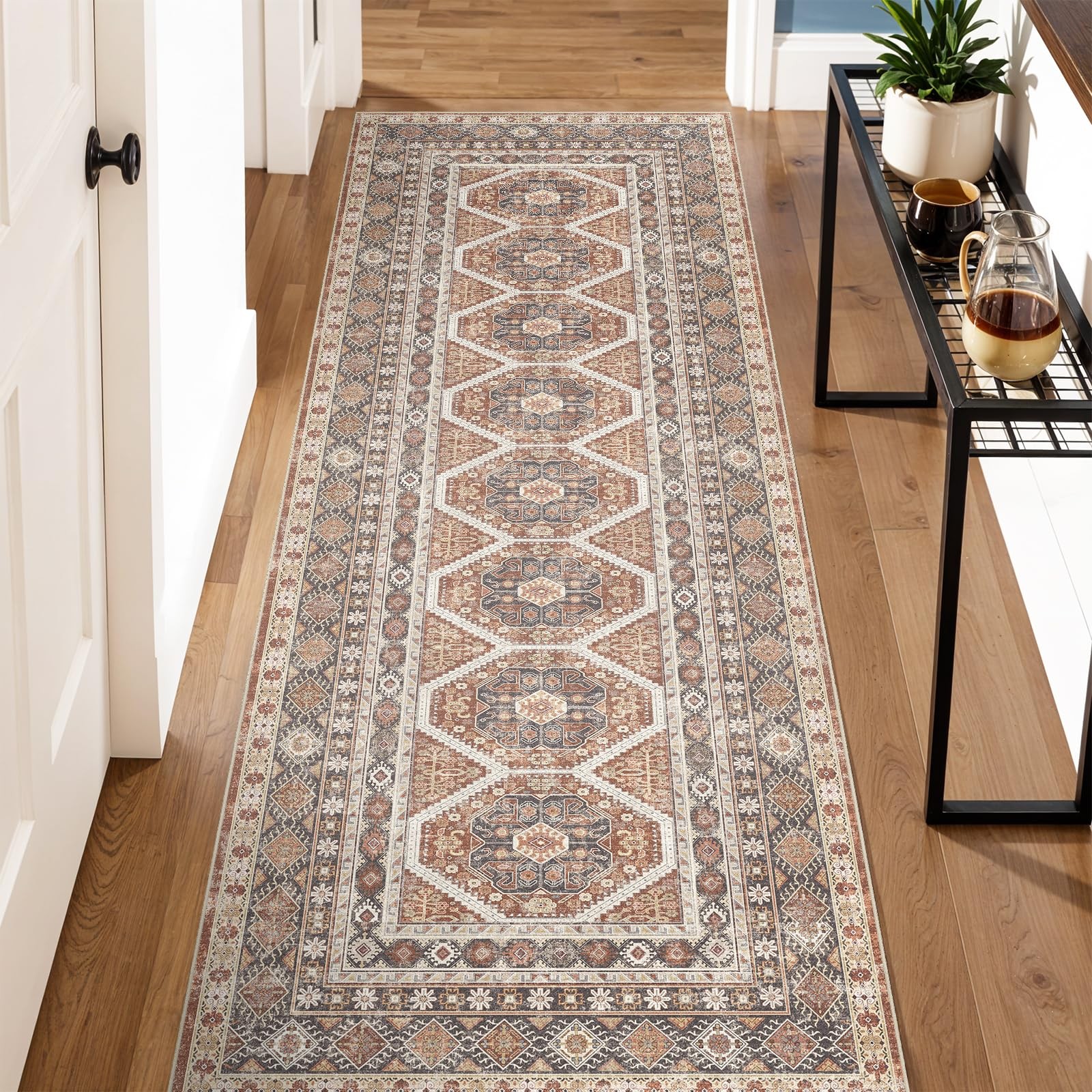 2×6 Runner Rug Kitchen Washable: Oriental Indoor Hallway Runners with Non