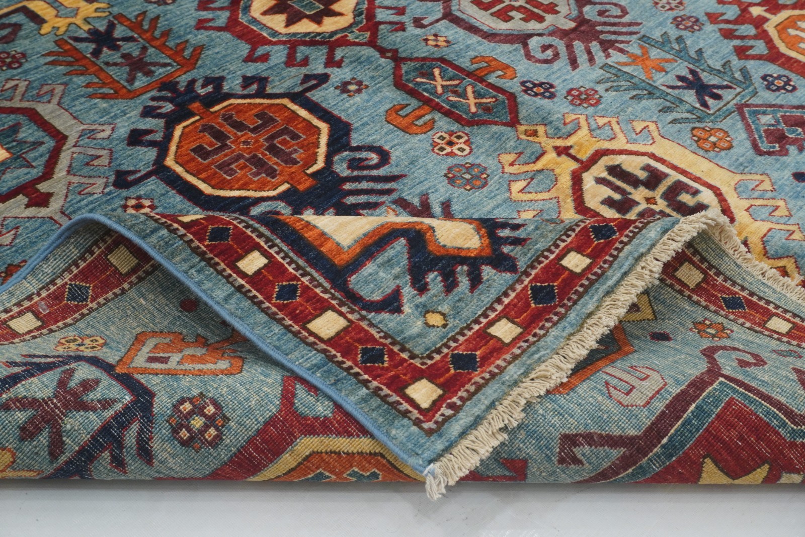 5×7 ft Blue Oushak Afghan Hand Knotted Wool Area Rug