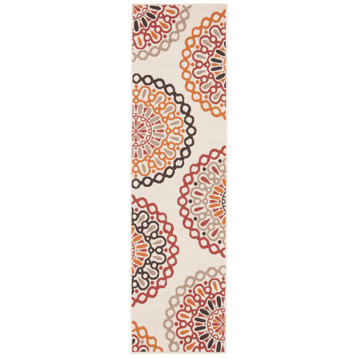 SAFAVIEH Outdoor VER092-0313 Veranda Collection Creme / Red Rug