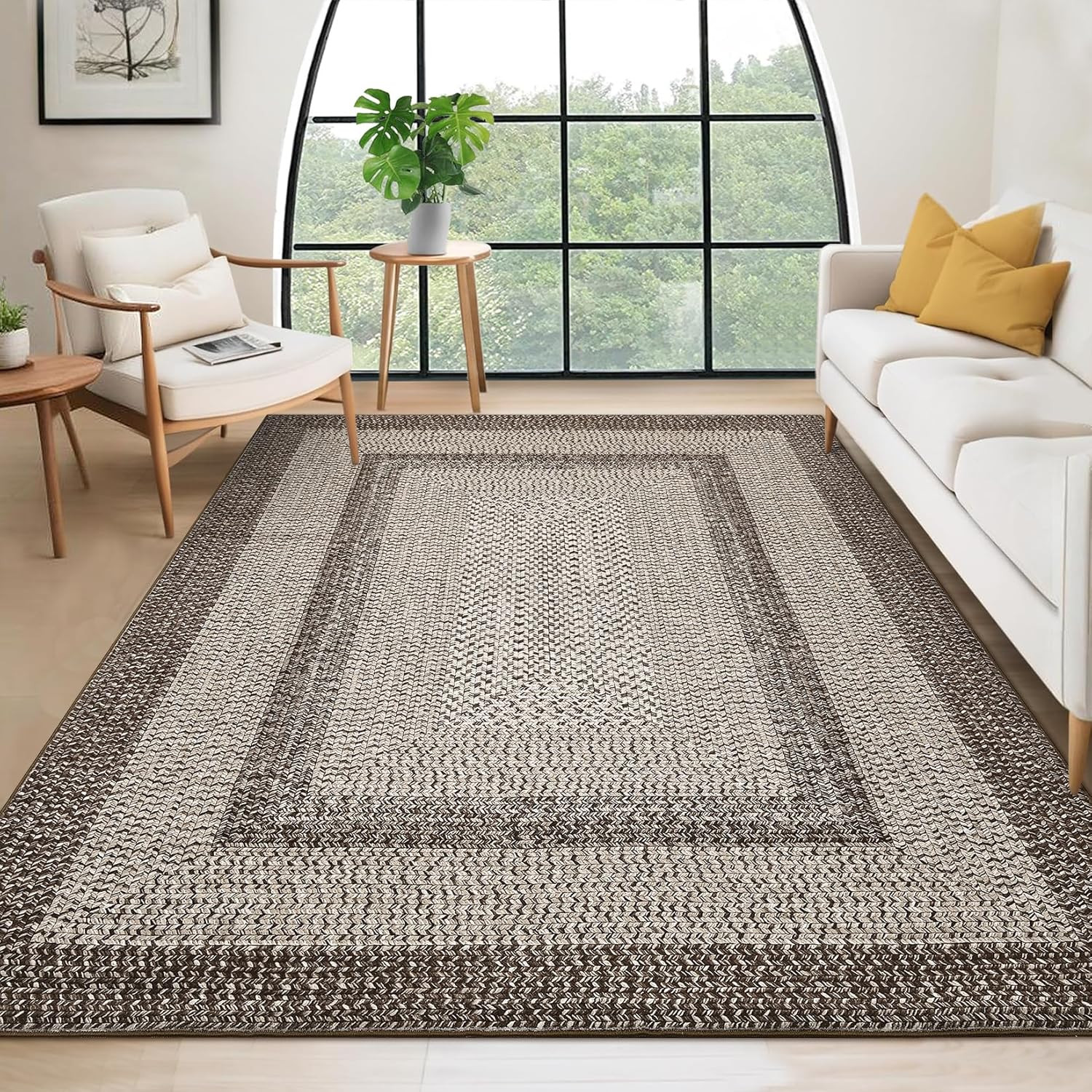 8X10 Washable Area Rug for Living Room with Rubber Backing | Stain Resistant Lar