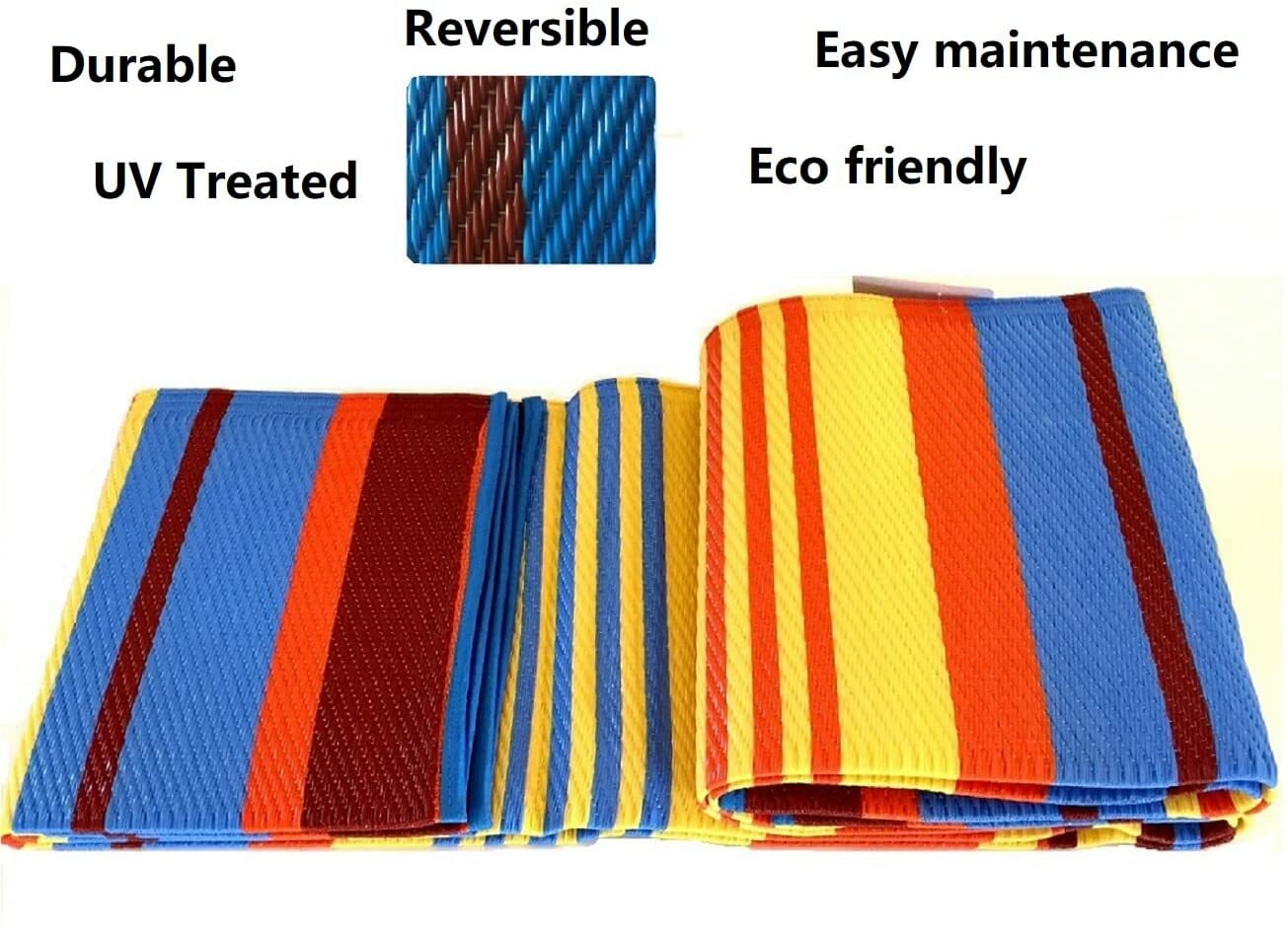 6′ x 9′ Patio rug Outdoor Rv mat stripes reversible waterproof Used-Photography