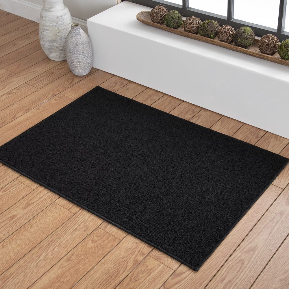 30 x 46 Inch Indoor Utility Accent Rug, Titan Black, Heavy Duty Durable Doormat