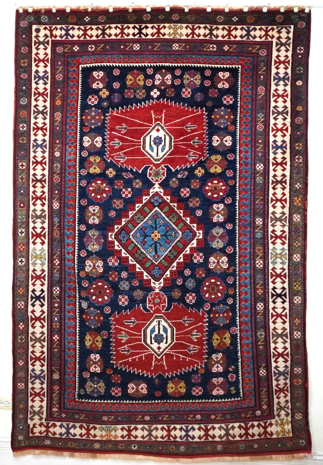 Rare Antique Caucasian Kazak Kashkuli Handmade Wool Veg. Dyes Rug 5’5″ x 8’4