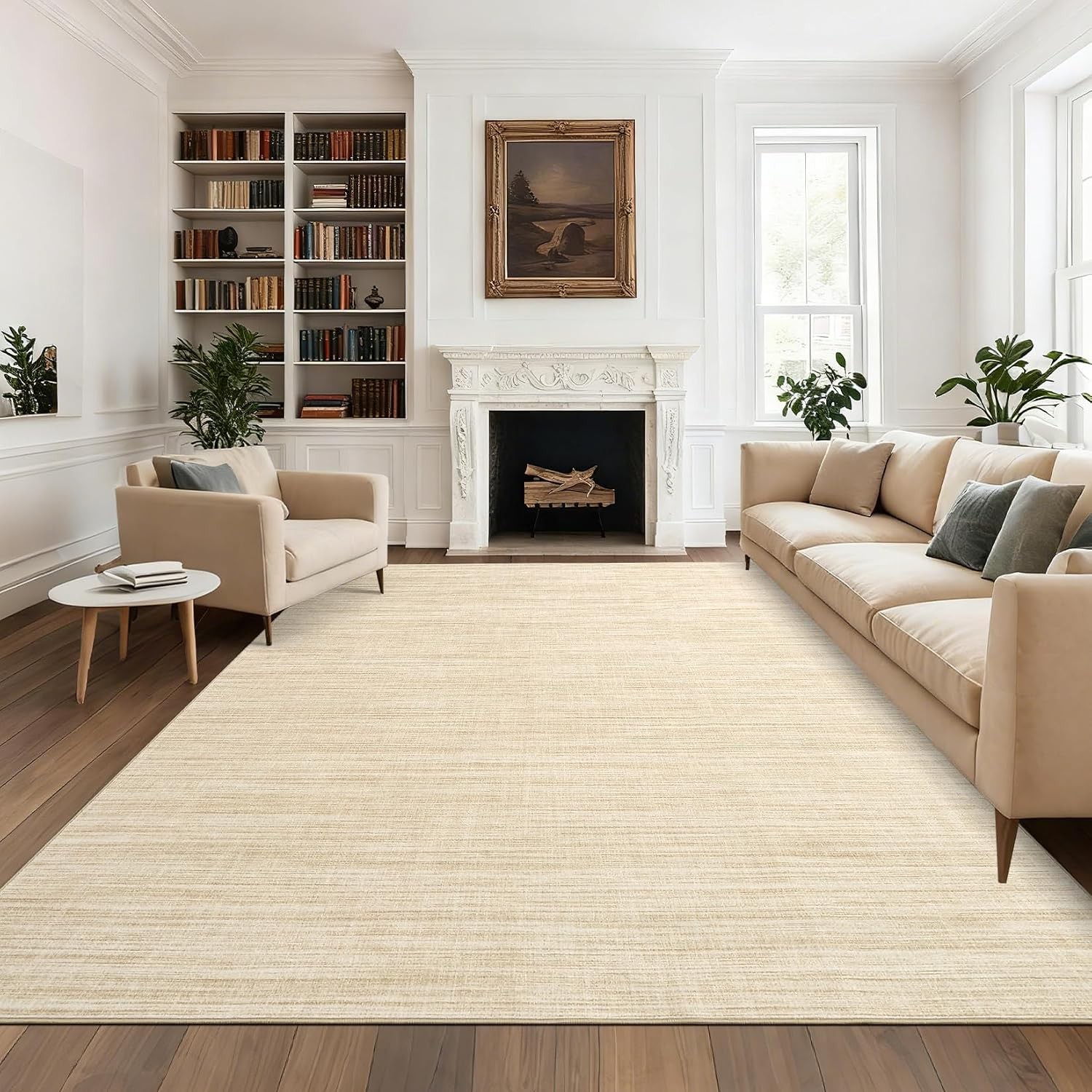 Washable Area Rug 8×10 for Living Room Bedroom Non Slip Minimalist Solid Color