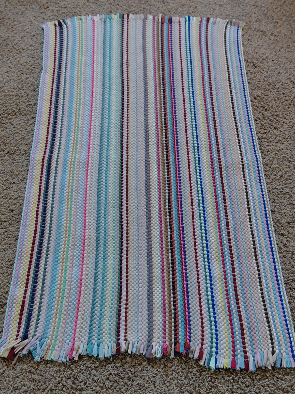 Vintage Mid Century Rag Rug nylon/polyester reversible 42″x24″ no stains