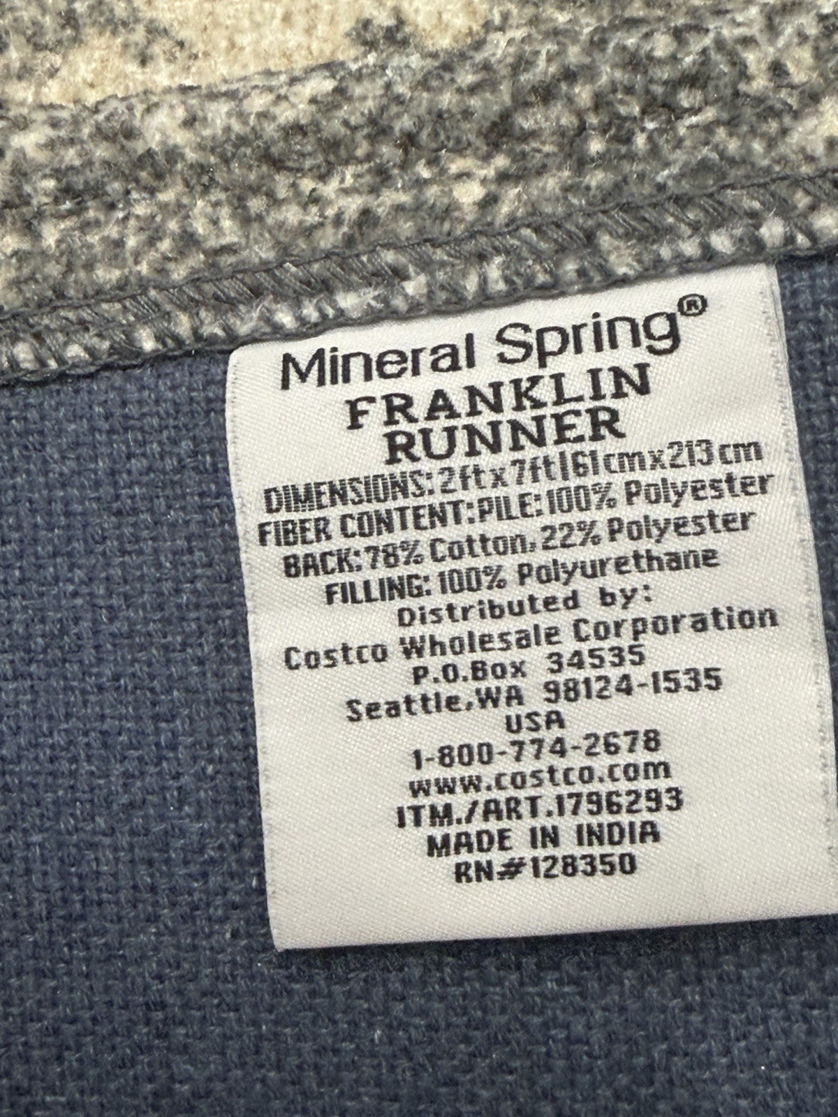 Mineral Spring Franklin Indoor Runner 2ftX7ft – Gray Charcoal