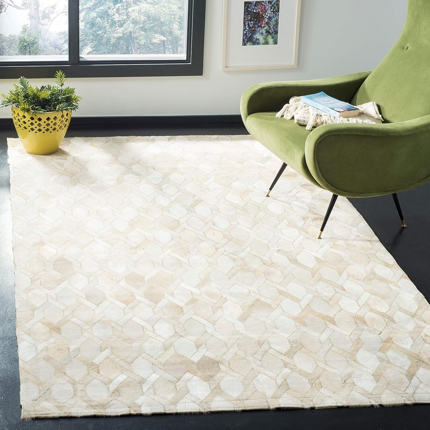 Premium Quality Handmade Leather Rug carpet Chain Design for Home Decor Gift 47