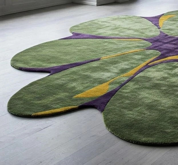 Its Traditional Design Hand-Tufted Flower Shape Modern 100% Soft Wool Study Room