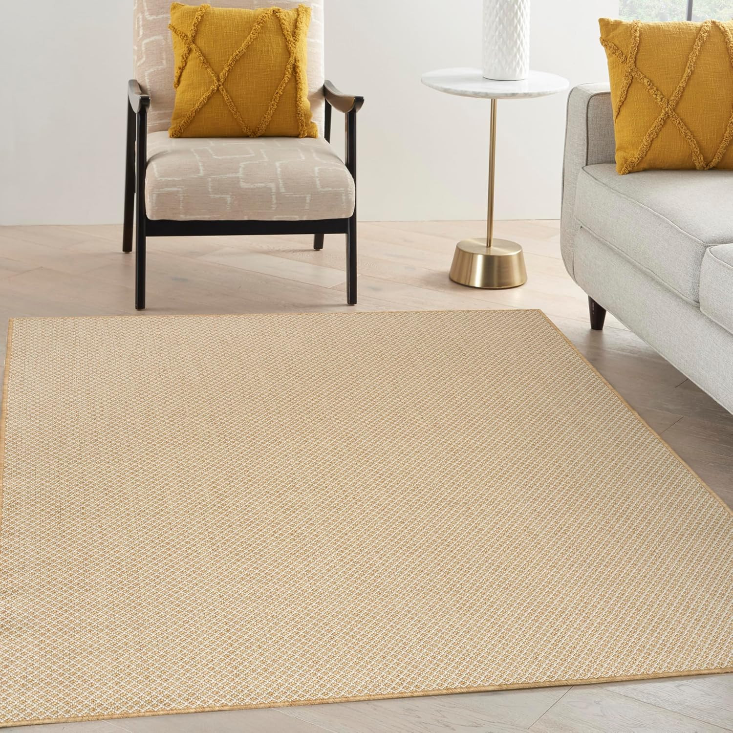 Home Courtyard Jute Ivory 4′ X 6′ Area Rug – Easy Clean – Non Shedding