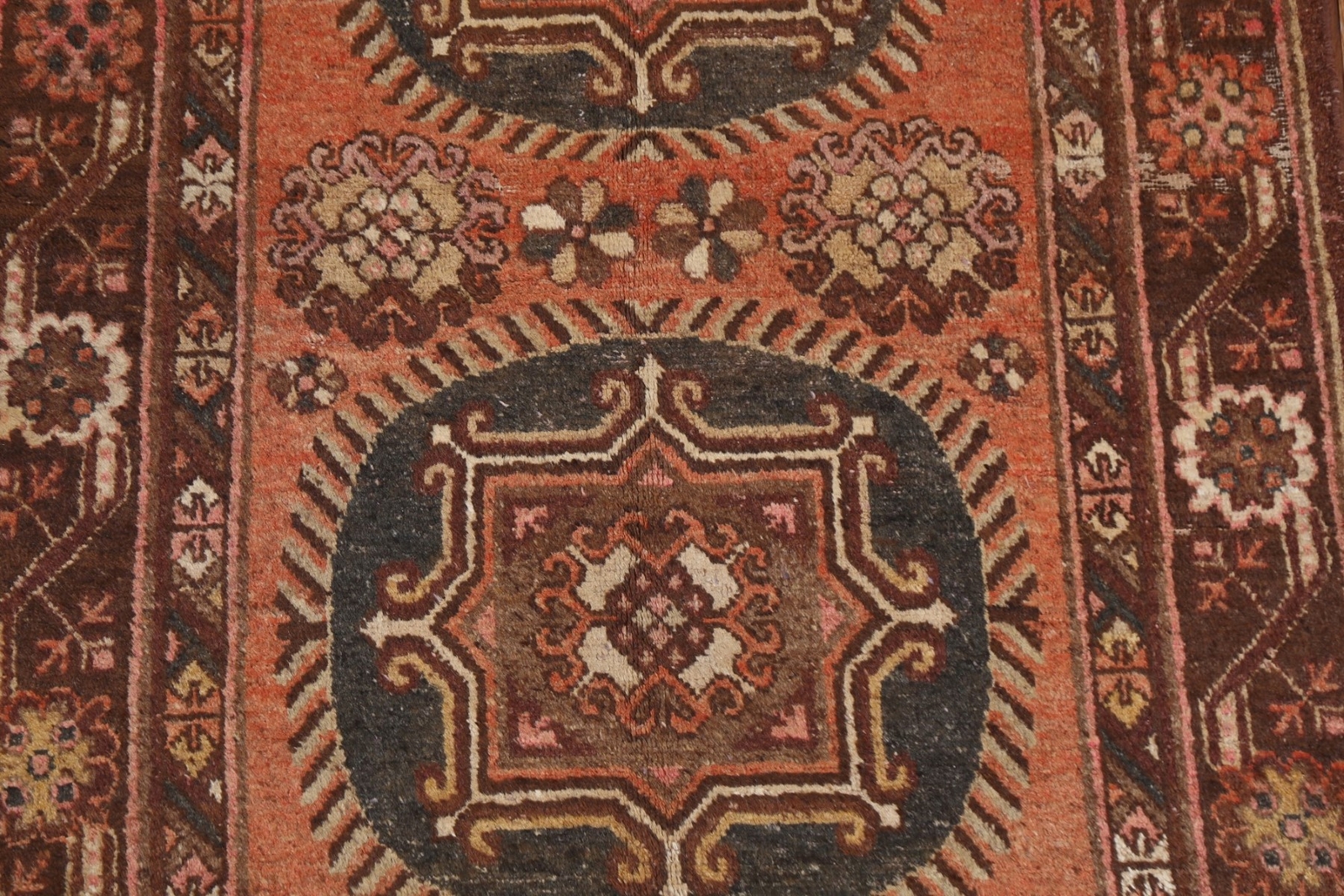 Antique Vegetable Dye Khotan Oriental Orange Mongolian Rug 4×8 Handmade Wool