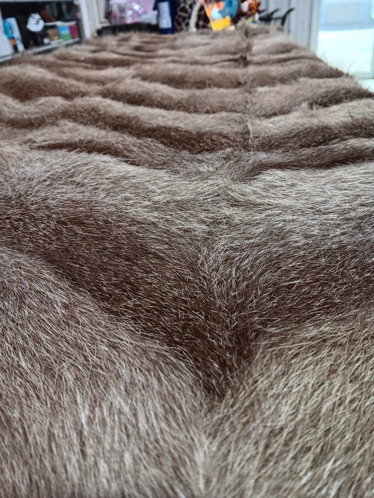 LARGE 73″ X 80″ GOAT PELT THROW* – BROWN HERRINGBONE | *LOCAL PICKUP ONLY