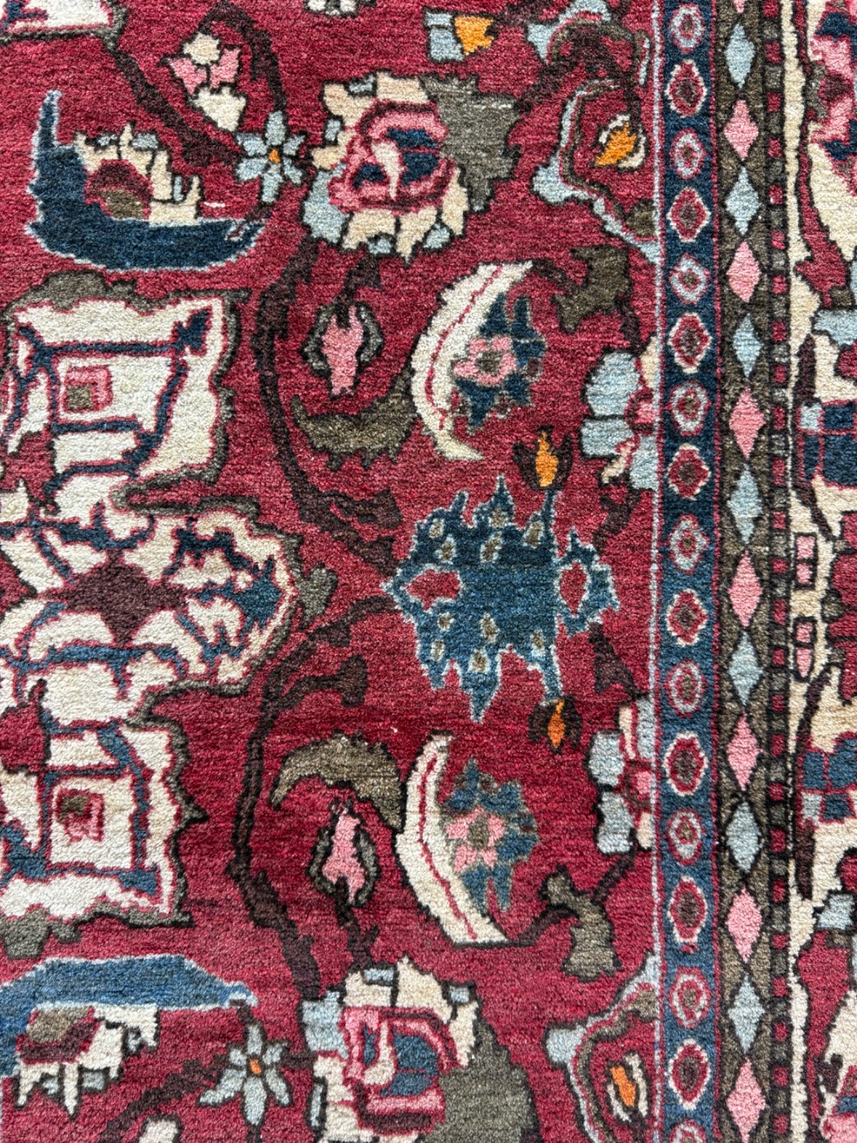 Vintage Fabulous Hand Knotted Oriental Isfahaan Wool Rug Carpet Floor Area