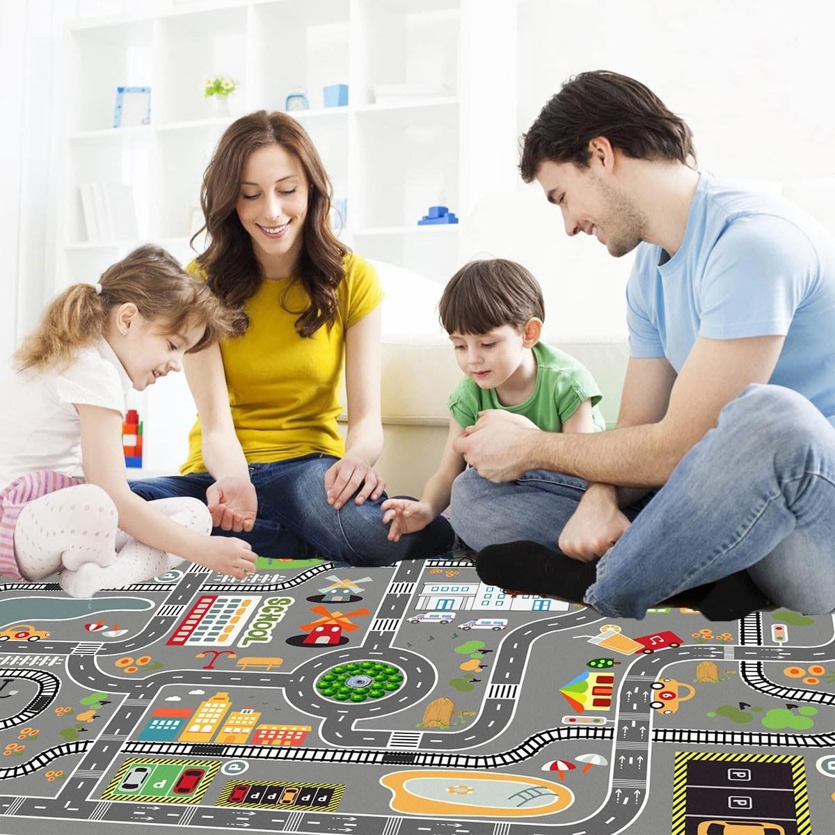 Car Rug Play Mat Great for Playing with Cars And Toys, Kid Playroom Carpet wi…