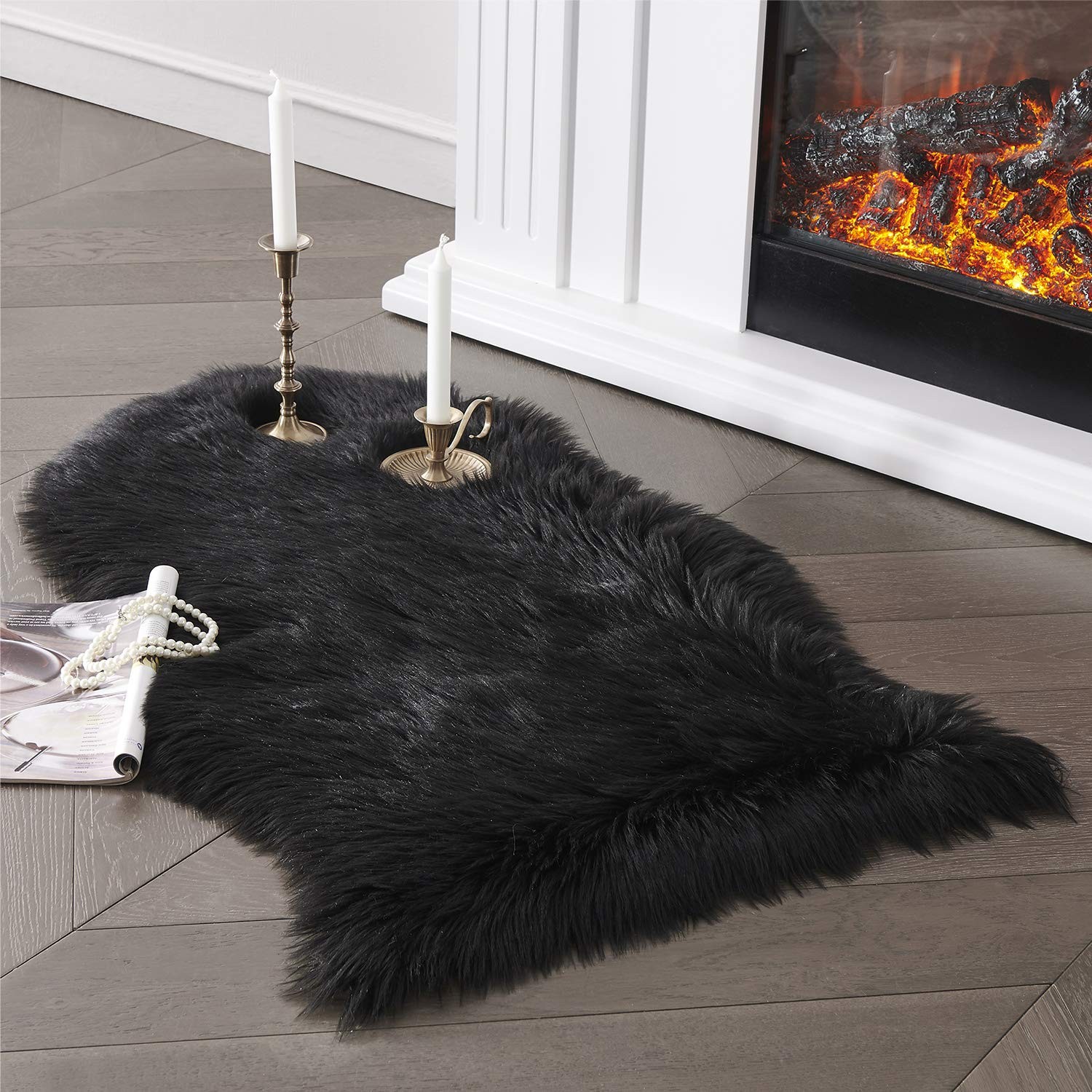 Faux Sheepskin Fur Area Rug Beige Fur Chair Cover Seat Pad Small Fuzzy Rug For B