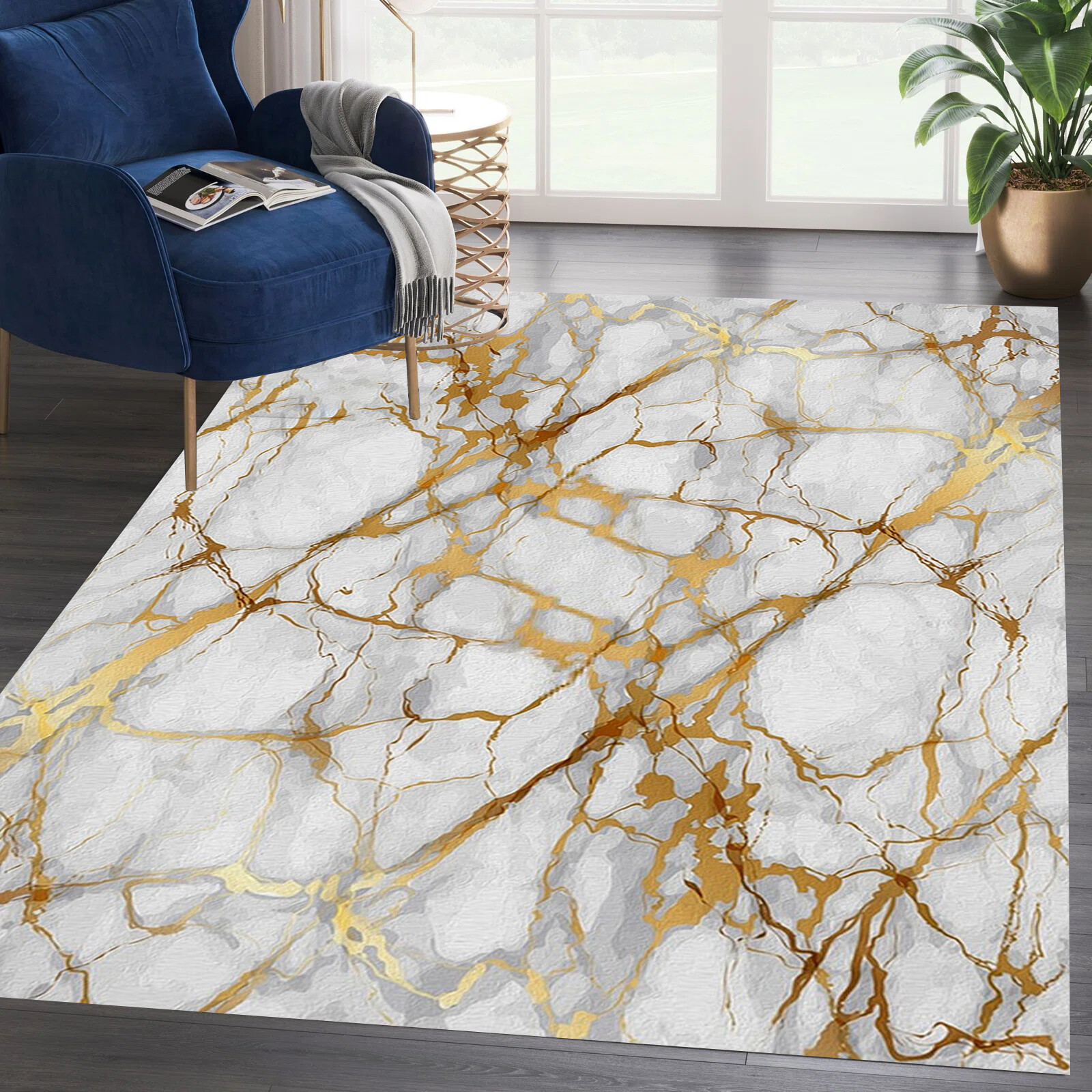 Modern Luxury Abstract Marble Area Rugs for Living Room Bedroom Dining Room